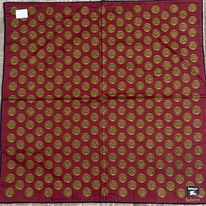 Burberry Burgundy and Gold Patterned Handkerchief